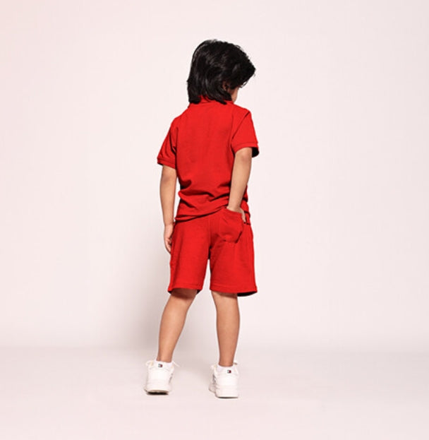 الأطفال تيشيرت بولو أحمر